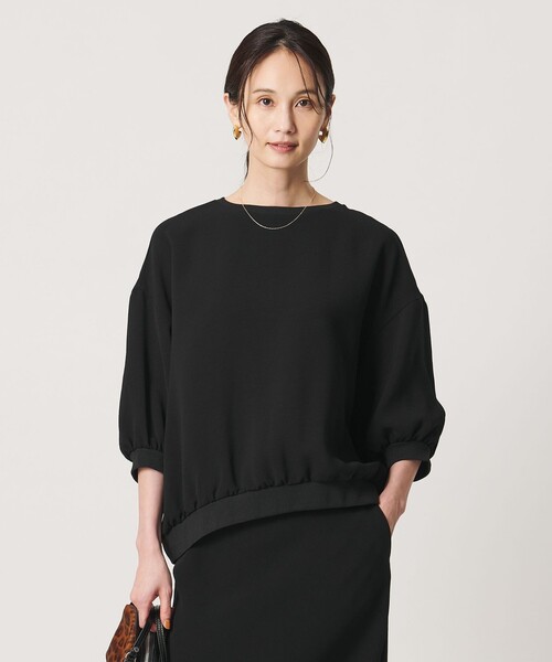 UNITED ARROWS（ユナイテッドアローズ）の「COMFY ７分袖 プルオーバー ブラウス ‐ウォッシャブル 防汚 UVカット‐（シャツ/ブラウス・レディース・ブラック/ダークブラウン・FREE）」の6枚目の写真
