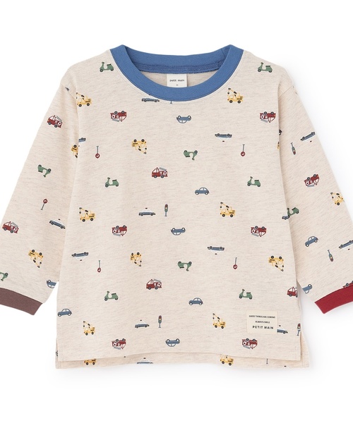 petit main(プティマイン)の「【WEB別注カラーあり】【プティプラ】BOYS長袖Tシャツ(Tシャツ/カットソー・キッズ・カラフル/クリーム/ブルー/レッド/モカ/オートミール/グリーン/キナリ/ダークブラウン・120cm/110cm/100cm/90cm/80cm)」の6枚目の写真