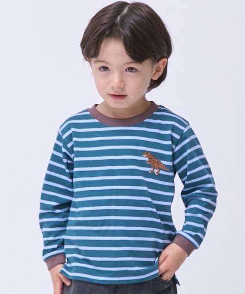 petit main(プティマイン)の「【WEB別注カラーあり】【プティプラ】BOYS長袖Tシャツ(Tシャツ/カットソー・キッズ・カラフル/クリーム/ブルー/レッド/モカ/オートミール/グリーン/キナリ/ダークブラウン・120cm/110cm/100cm/90cm/80cm)」の7枚目の写真
