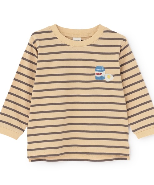 petit main(プティマイン)の「【WEB別注カラーあり】【プティプラ】BOYS長袖Tシャツ(Tシャツ/カットソー・キッズ・カラフル/クリーム/ブルー/レッド/モカ/オートミール/グリーン/キナリ/ダークブラウン・120cm/110cm/100cm/90cm/80cm)」の5枚目の写真