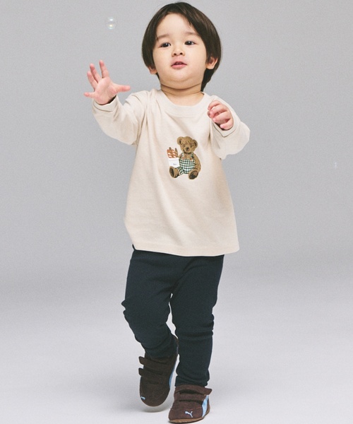 petit main(プティマイン)の「【WEB別注カラーあり】【プティプラ】BOYS長袖Tシャツ(Tシャツ/カットソー・キッズ・カラフル/クリーム/ブルー/レッド/モカ/オートミール/グリーン/キナリ/ダークブラウン・120cm/110cm/100cm/90cm/80cm)」の17枚目の写真