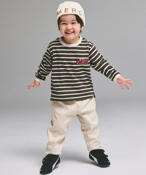 petit main(プティマイン)の「【WEB別注カラーあり】【プティプラ】BOYS長袖Tシャツ(Tシャツ/カットソー・キッズ・カラフル/クリーム/ブルー/レッド/モカ/オートミール/グリーン/キナリ/ダークブラウン・120cm/110cm/100cm/90cm/80cm)」の18枚目の写真