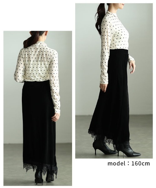 Sawa a la mode(サワアラモード)の「ドット柄シアーハイネックトップス(Tシャツ/カットソー・レディース・ブラック/オフホワイト・FREE)」の11枚目の写真