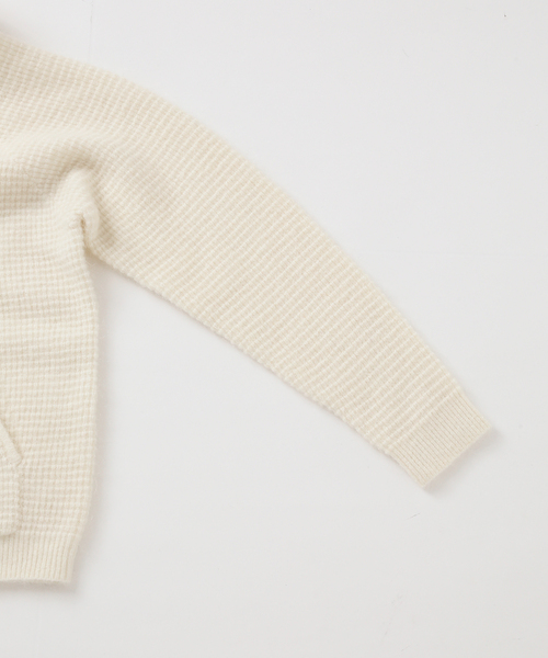PULP/417EDIFICE(パルプフォーワンセブンエディフィス)の「MOHAIR MIX KNIT ZIPUP HOODIE WAFFLE(カーディガン/ボレロ・メンズ・パープル/ホワイト・1/2)」の5枚目の写真