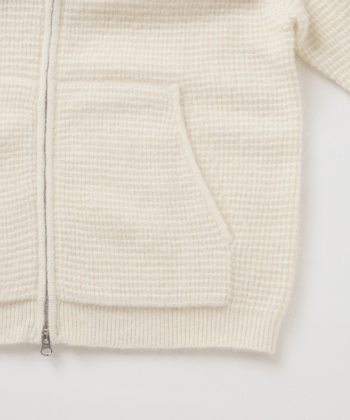 PULP/417EDIFICE(パルプフォーワンセブンエディフィス)の「MOHAIR MIX KNIT ZIPUP HOODIE WAFFLE(カーディガン/ボレロ・メンズ・パープル/ホワイト・1/2)」の6枚目の写真