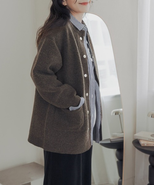 URBAN RESEARCH DOORS(アーバンリサーチドアーズ)の「ハミルトンウールニットミドルコート(その他アウター・レディース・ブラウン/ライトベージュ・FREE)」の18枚目の写真