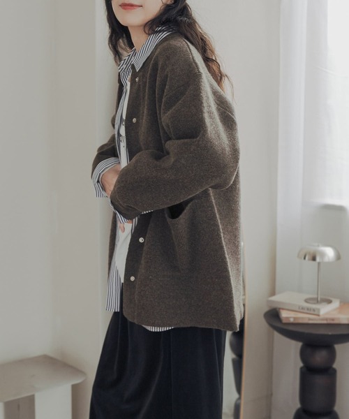 URBAN RESEARCH DOORS(アーバンリサーチドアーズ)の「ハミルトンウールニットミドルコート(その他アウター・レディース・ブラウン/ライトベージュ・FREE)」の19枚目の写真