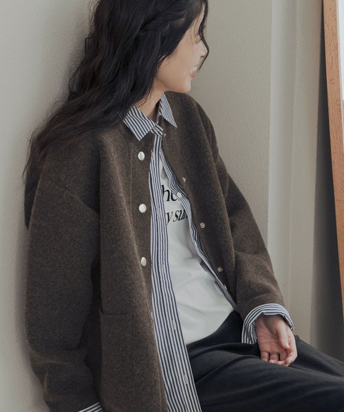 URBAN RESEARCH DOORS(アーバンリサーチドアーズ)の「ハミルトンウールニットミドルコート(その他アウター・レディース・ブラウン/ライトベージュ・FREE)」の21枚目の写真