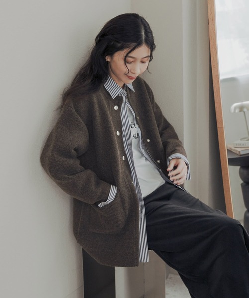 URBAN RESEARCH DOORS(アーバンリサーチドアーズ)の「ハミルトンウールニットミドルコート(その他アウター・レディース・ブラウン/ライトベージュ・FREE)」の22枚目の写真