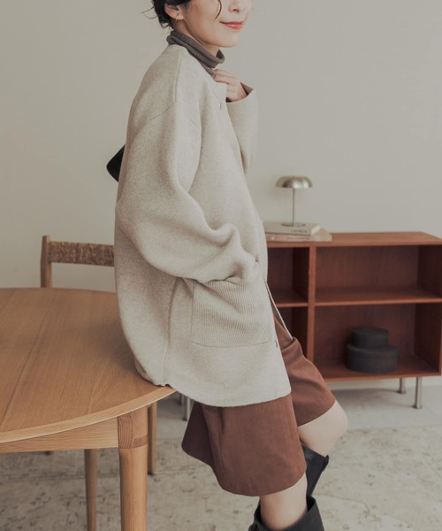 URBAN RESEARCH DOORS(アーバンリサーチドアーズ)の「ハミルトンウールニットミドルコート(その他アウター・レディース・ブラウン/ライトベージュ・FREE)」の6枚目の写真