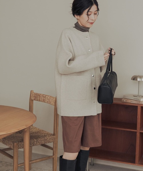 URBAN RESEARCH DOORS(アーバンリサーチドアーズ)の「ハミルトンウールニットミドルコート(その他アウター・レディース・ブラウン/ライトベージュ・FREE)」の9枚目の写真