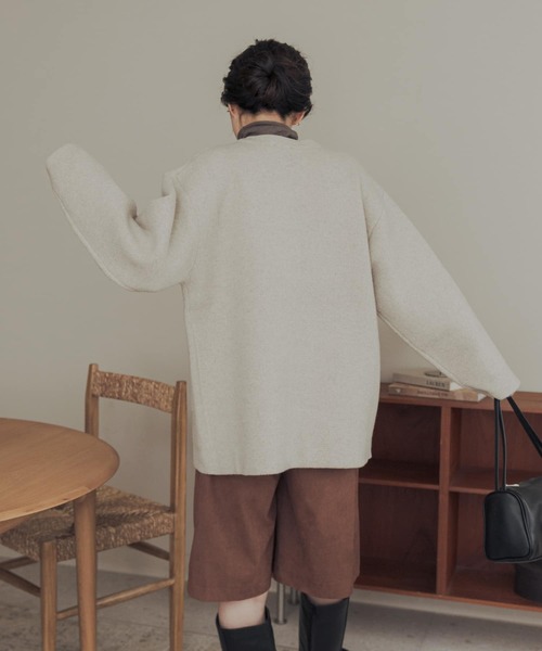 URBAN RESEARCH DOORS(アーバンリサーチドアーズ)の「ハミルトンウールニットミドルコート(その他アウター・レディース・ブラウン/ライトベージュ・FREE)」の10枚目の写真
