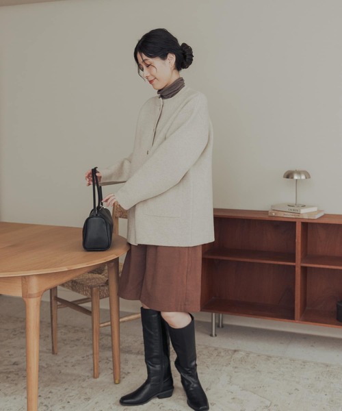 URBAN RESEARCH DOORS(アーバンリサーチドアーズ)の「ハミルトンウールニットミドルコート(その他アウター・レディース・ブラウン/ライトベージュ・FREE)」の11枚目の写真