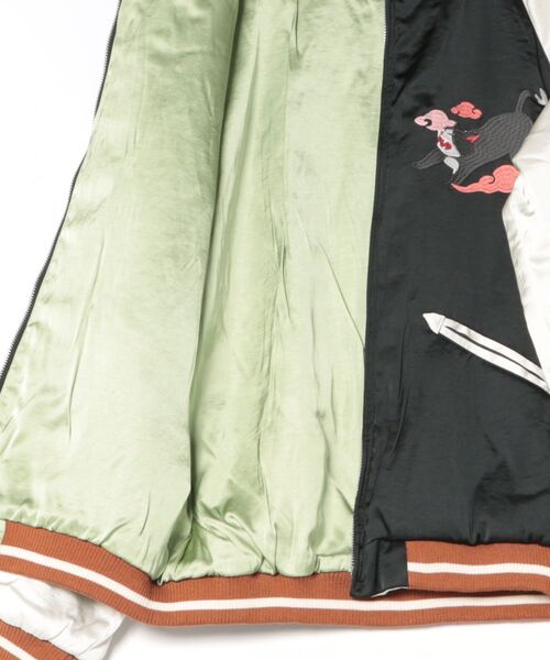 HOUSTON（ヒューストン）の「HOUSTON（ヒューストン）RAYON SOUVENIA JKT(百猫）/百猫 レーヨンスーベニアジャケット/スカジャン（スカジャン・メンズ・グリーン/ブラック/ブルー・XL/L/M）」の6枚目の写真