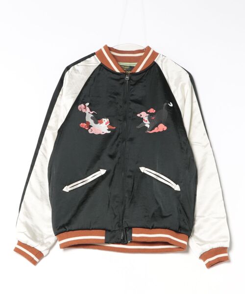 HOUSTON（ヒューストン）の「HOUSTON（ヒューストン）RAYON SOUVENIA JKT(百猫）/百猫 レーヨンスーベニアジャケット/スカジャン（スカジャン・メンズ・グリーン/ブラック/ブルー・XL/L/M）」の4枚目の写真