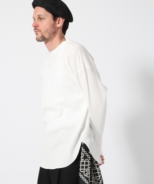 HARE(ハレ)の「ワッフルカットソー(HARE)(Tシャツ/カットソー・メンズ・ブラック/オフホワイト/グレー/ピンク・MEDIUM/SMALL)」の2枚目の写真