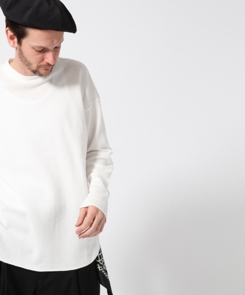 HARE(ハレ)の「ワッフルカットソー(HARE)(Tシャツ/カットソー・メンズ・ブラック/オフホワイト/グレー/ピンク・MEDIUM/SMALL)」の6枚目の写真
