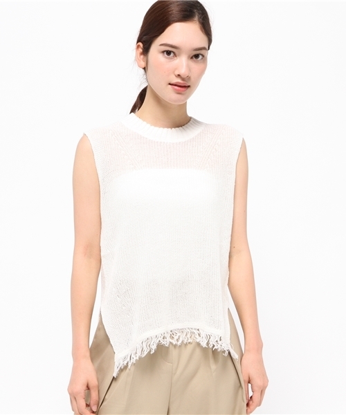 ROPE' PICNIC(ロペピクニック)の「ラミーコットンニットベスト(ベスト・レディース・ブラック/ホワイト/ダークブラウン・38)」の2枚目の写真