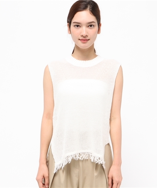 ROPE' PICNIC(ロペピクニック)の「ラミーコットンニットベスト(ベスト・レディース・ブラック/ホワイト/ダークブラウン・38)」の4枚目の写真