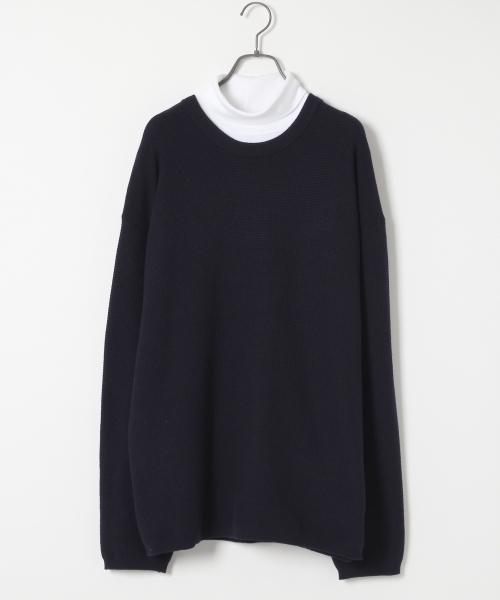 RAGEBLUE（レイジブルー）の「【発熱素材】ドロップショルダーニットクルー/734975（ニット/セーター・メンズ・ネイビー/グレー系その他/オリーブ/ブラック・MEDIUM/LARGE）」の4枚目の写真