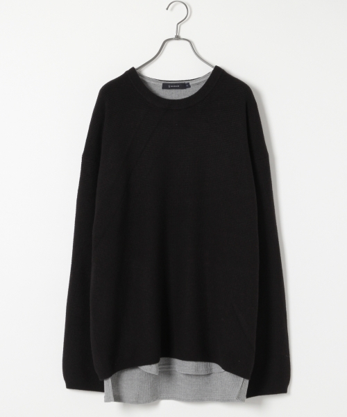 RAGEBLUE（レイジブルー）の「【発熱素材】ドロップショルダーニットクルー/734975（ニット/セーター・メンズ・ネイビー/グレー系その他/オリーブ/ブラック・MEDIUM/LARGE）」の2枚目の写真
