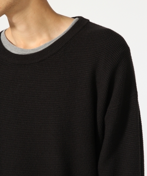 RAGEBLUE（レイジブルー）の「【発熱素材】ドロップショルダーニットクルー/734975（ニット/セーター・メンズ・ネイビー/グレー系その他/オリーブ/ブラック・MEDIUM/LARGE）」の9枚目の写真
