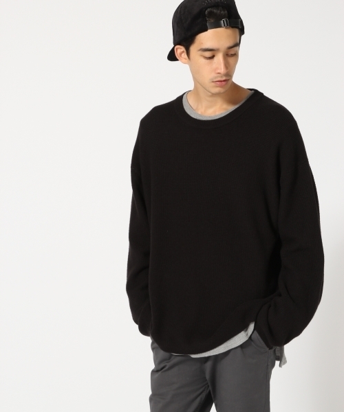 RAGEBLUE（レイジブルー）の「【発熱素材】ドロップショルダーニットクルー/734975（ニット/セーター・メンズ・ネイビー/グレー系その他/オリーブ/ブラック・MEDIUM/LARGE）」の5枚目の写真