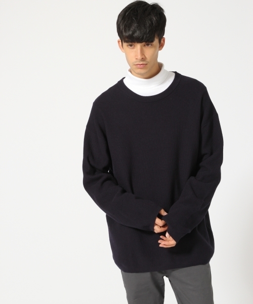 RAGEBLUE（レイジブルー）の「【発熱素材】ドロップショルダーニットクルー/734975（ニット/セーター・メンズ・ネイビー/グレー系その他/オリーブ/ブラック・MEDIUM/LARGE）」の18枚目の写真