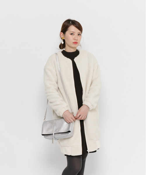 SENSE OF PLACE by URBAN RESEARCH（センスオブプレイスバイアーバンリサーチ）の「ロングボアブルゾン（ブルゾン・レディース・ネイビー/ブラック/オフホワイト・FREE）」の2枚目の写真