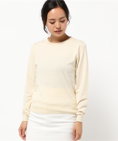 earth music&ecology（アースミュージックアンドエコロジー）の「【2016Autumn】ミニスカラップニットプルオーバー（ニット/セーター・レディース・マスタード/ネイビー/アイボリー/ライトグレー/ピンク/ダークグリーン・S/M）」の2枚目の写真