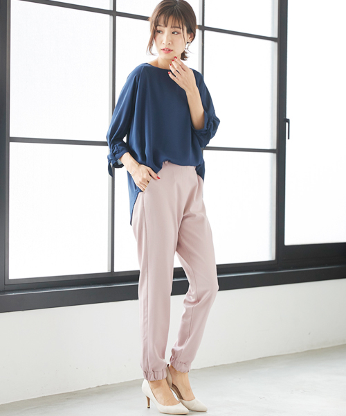 Pierrot（ピエロ）の「選べるS-Lサイズ展開◎高見え素材ジョガーパンツ（その他パンツ・レディース・ブラック/グレイッシュベージュ/ピンクベージュ/チャコール/ベージュ/ネイビー/ストライプ/グレー/ライトカーキ/スモークピンク・S/M/L）」の12枚目の写真