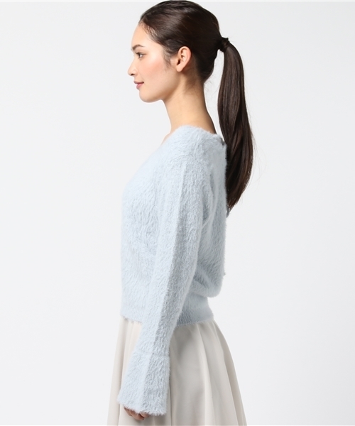 rps（アールピーエス）の「レースアップフェザーＶネックプルオーバー/バックシャンニット（ニット/セーター・レディース・サックスブルー/ライトグレー/ピンク/オフホワイト・M）」の6枚目の写真