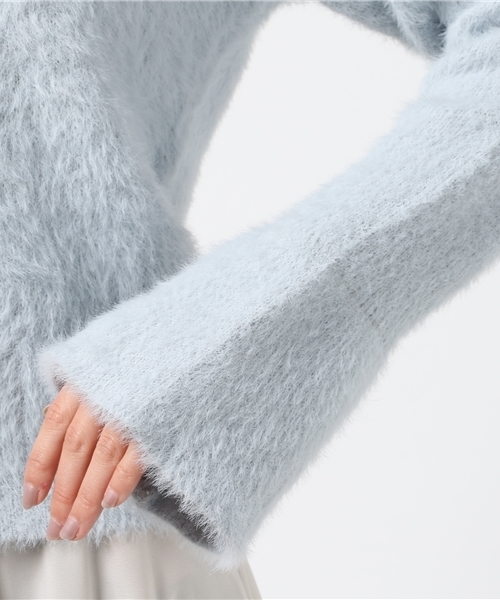 rps（アールピーエス）の「レースアップフェザーＶネックプルオーバー/バックシャンニット（ニット/セーター・レディース・サックスブルー/ライトグレー/ピンク/オフホワイト・M）」の10枚目の写真