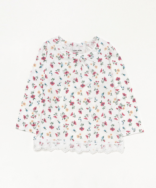 GLOBAL WORK(グローバルワーク)の「【キッズ】スソレースTシャツ長袖/739429(Tシャツ/カットソー・キッズ・その他1/ホワイト/グレー・MEDIUM/LARGE/SMALL/XX-LARGE/X-LARGE)」の3枚目の写真