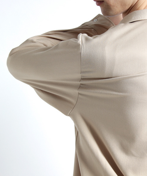 MONO-MART（モノマート）の「ブライトレーヨンL/Sリラックスオープンカラーシャツ(MONO-MART)（シャツ/ブラウス・メンズ・ネイビー/ベージュ/ブラック/グレー/カーキ・FREE）」の21枚目の写真