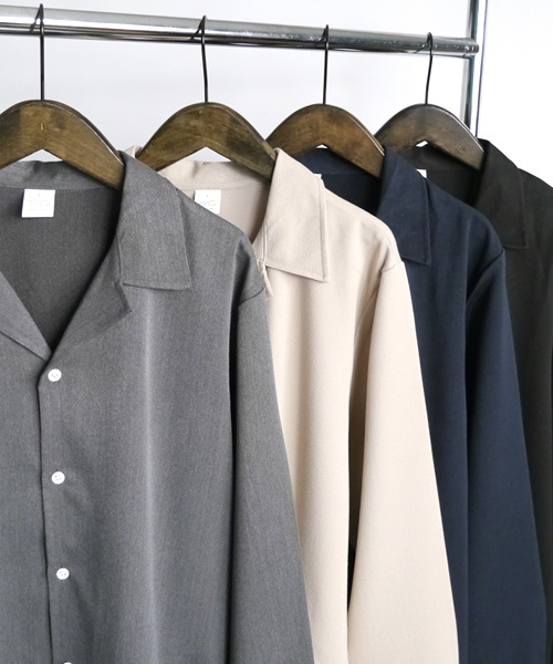 MONO-MART（モノマート）の「ブライトレーヨンL/Sリラックスオープンカラーシャツ(MONO-MART)（シャツ/ブラウス・メンズ・ネイビー/ベージュ/ブラック/グレー/カーキ・FREE）」の12枚目の写真