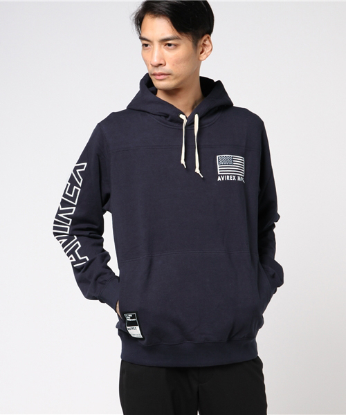 AVIREX（アヴィレックス）の「【直営店限定】L/S STRETCH PULLOVER PARKA/　長袖　ストレッチ　プルオーバーパーカー（パーカー・メンズ・オフホワイト/ブラック/ネイビー/ライトブルーグレー・LARGE/XX-LARGE/MEDIUM/X-LARGE）」の13枚目の写真