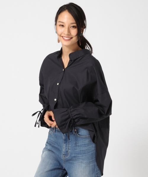 GLOBAL WORK(グローバルワーク)の「バックリボンシャツ長袖/763876(シャツ/ブラウス・レディース・ネイビー/ホワイト/パープル/カーキ・MEDIUM/LARGE)」の4枚目の写真