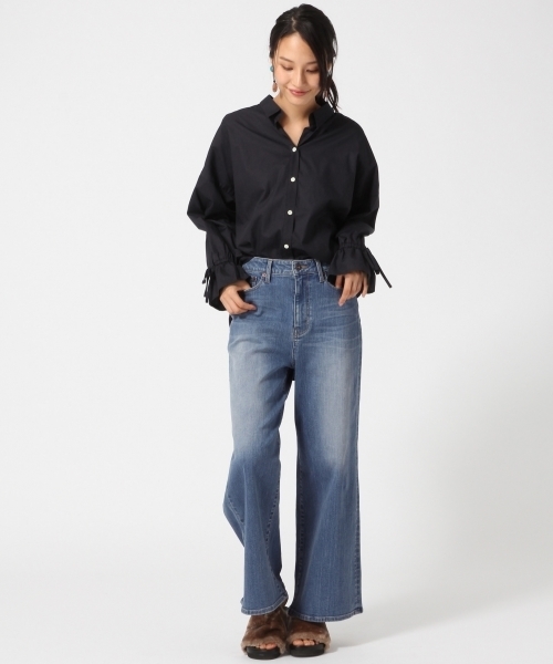 GLOBAL WORK(グローバルワーク)の「バックリボンシャツ長袖/763876(シャツ/ブラウス・レディース・ネイビー/ホワイト/パープル/カーキ・MEDIUM/LARGE)」の5枚目の写真