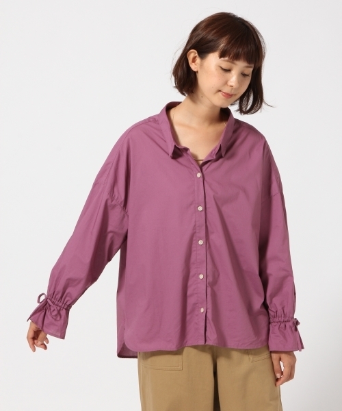 GLOBAL WORK(グローバルワーク)の「バックリボンシャツ長袖/763876(シャツ/ブラウス・レディース・ネイビー/ホワイト/パープル/カーキ・MEDIUM/LARGE)」の8枚目の写真