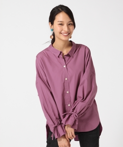 GLOBAL WORK(グローバルワーク)の「バックリボンシャツ長袖/763876(シャツ/ブラウス・レディース・ネイビー/ホワイト/パープル/カーキ・MEDIUM/LARGE)」の9枚目の写真