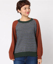 POU DOU DOU | 格子柄配色ニットプルオーバー(ニット/セーター)