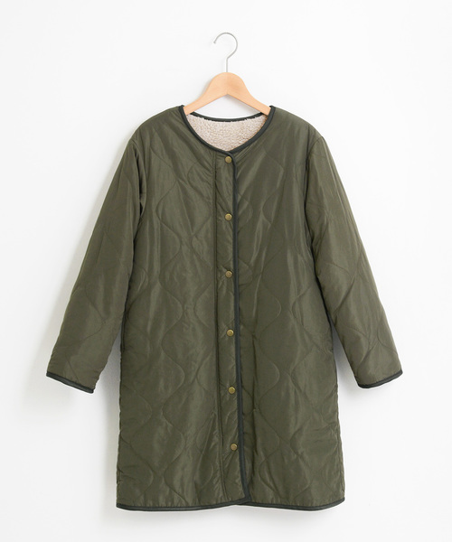 le.coeur blanc(ルクールブラン)の「ボア×キルティングリバーシブルコート(その他アウター・レディース・ブラック/アイボリー/カーキ・38)」の3枚目の写真