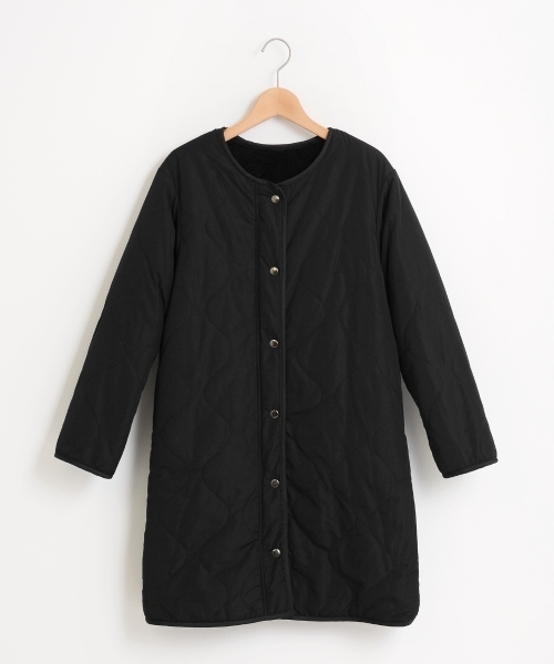 le.coeur blanc(ルクールブラン)の「ボア×キルティングリバーシブルコート(その他アウター・レディース・ブラック/アイボリー/カーキ・38)」の2枚目の写真