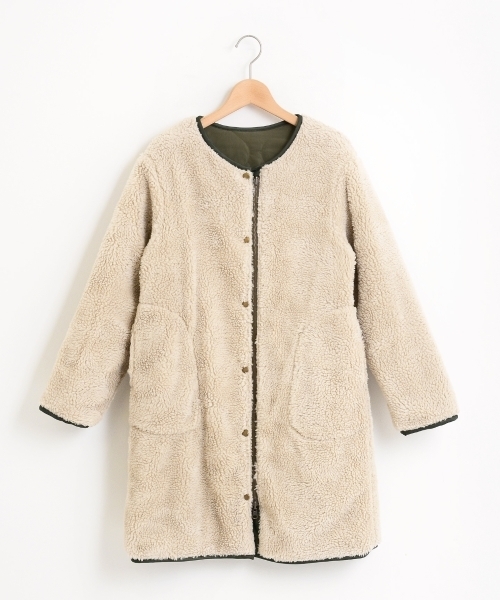 le.coeur blanc(ルクールブラン)の「ボア×キルティングリバーシブルコート(その他アウター・レディース・ブラック/アイボリー/カーキ・38)」の11枚目の写真