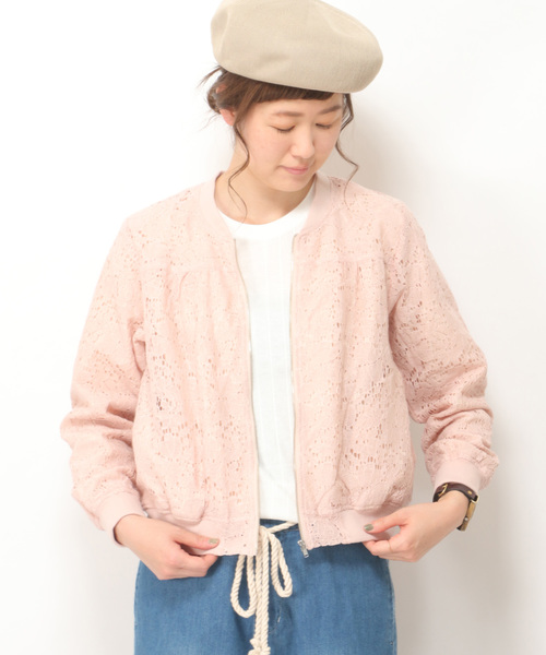 LBC(エルビーシー)の「レースブルゾン (ブルゾン・レディース・ブラック/ピンク・LARGE/MEDIUM)」の1枚目の写真