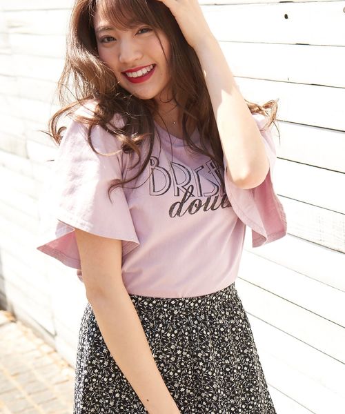 MAJESTIC LEGON（マジェスティックレゴン）の「∞バックリボンロゴT（Tシャツ/カットソー・レディース・アイボリー/ピンク/チャコールグレー・MEDIUM）」の4枚目の写真