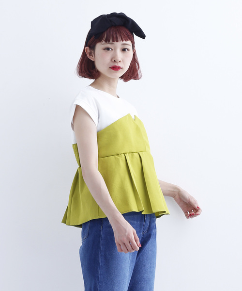 MERLOT(メルロー)の「ビスチェ付きカットソー712-6527(Tシャツ/カットソー・レディース・ブラック/ネイビー/イエロー/グリーン・FREE)」の4枚目の写真