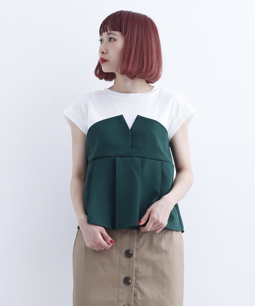 MERLOT(メルロー)の「ビスチェ付きカットソー712-6527(Tシャツ/カットソー・レディース・ブラック/ネイビー/イエロー/グリーン・FREE)」の2枚目の写真