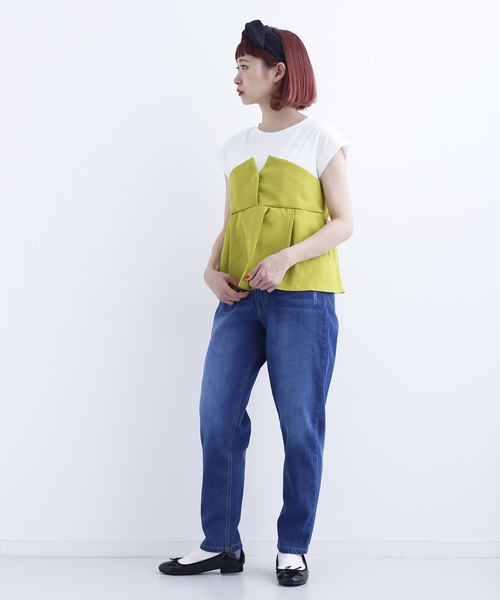MERLOT(メルロー)の「ビスチェ付きカットソー712-6527(Tシャツ/カットソー・レディース・ブラック/ネイビー/イエロー/グリーン・FREE)」の14枚目の写真